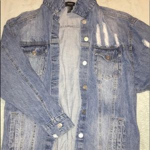 Forever 21 Oversized Distressed Denim Jacket